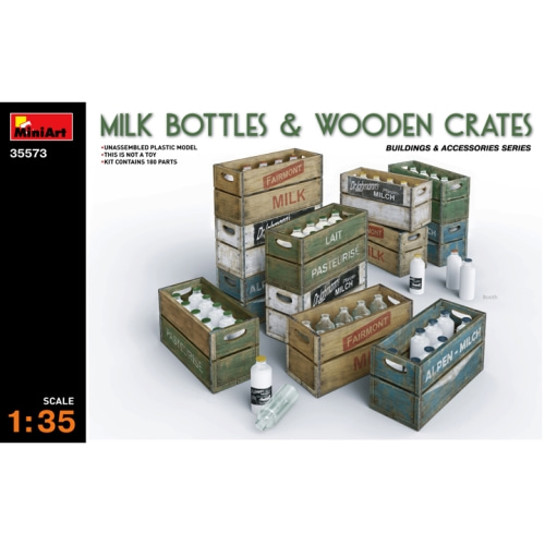 BE35573 1/35 Milk Bottles &amp; Wooden Crates