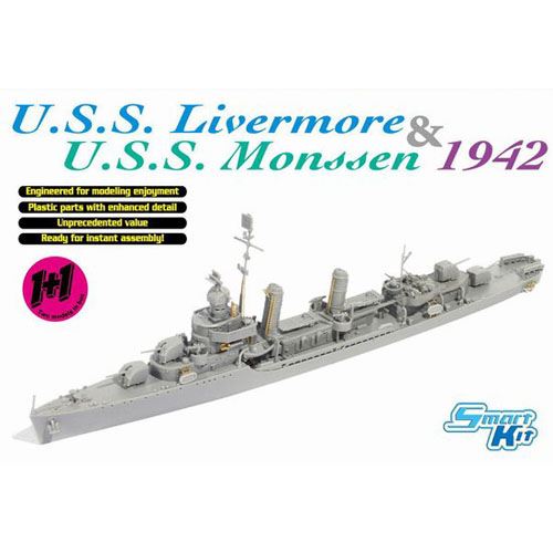 BD7088 1/700 U.S.S. Livermore &amp; U.S.S. Monssen 1942 (Twin Pack) ~ Smart Kit