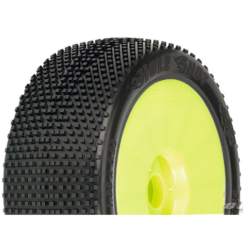 AP9026-21 Hole Shot M2 (Medium) Off-Road 1:8 Buggy Tires Mounted on Velocity Yellow Wheels for Front or Rear