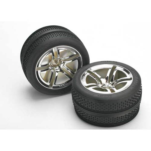AX5575 Tires &amp; wheels- assembled- glued (Jato Twin-Spoke wheels- Victory tires- foam inserts) (nitro front) (2)