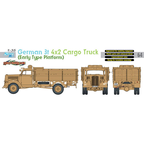 BD6716 1/35 German 3t 4x2 Cargo Truck (Early Type Platform)-White Box