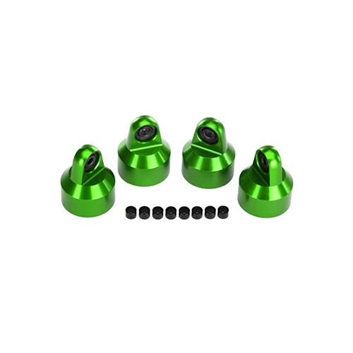 AX7764G Shock caps, aluminum (green-anodized), GTX shocks (4)/ spacers (8)