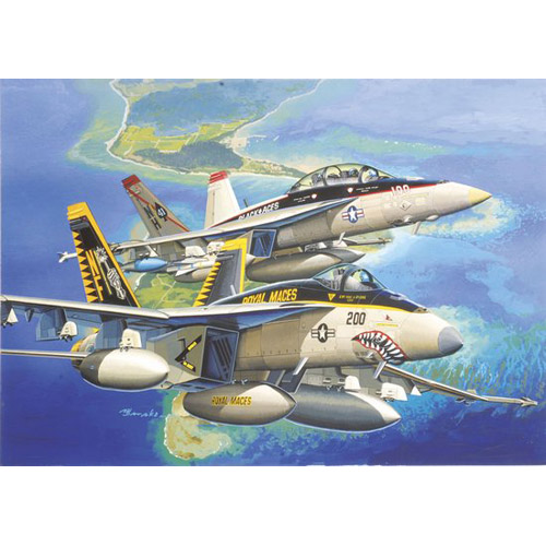 BD4618 1/144 F/A-18E VFA-27 Royal Maces &amp; F/A-18F VFA-41 Black Aces(Twin Pack)