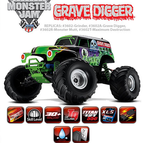 CB3602A 1/10 Monster Jam Grave Digger 2WD Monster Truck w/ AM Radio XL-5 ESC